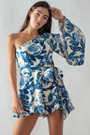 Blue Tropical Floral Romper