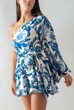 Blue Tropical Floral Romper