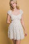 Beige Floral Ruffle Dress
