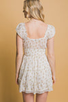 Beige Floral Ruffle Dress