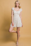 Beige Floral Ruffle Dress