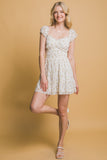 Beige Floral Ruffle Dress