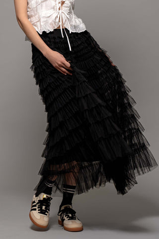 Tiered Ruffle Tulle Skirt