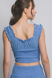 Smocked Ruffle Tank Top - Blue