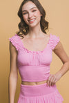 Smocked Ruffle Tank Top - Pink
