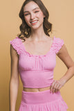 Smocked Ruffle Tank Top - Pink