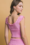 Smocked Ruffle Tank Top - Pink