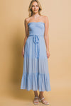 Smocked Strapless Maxi Dress - Blue