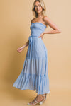 Smocked Strapless Maxi Dress - Blue