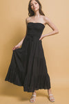 Smocked Strapless Maxi Dress - Blk
