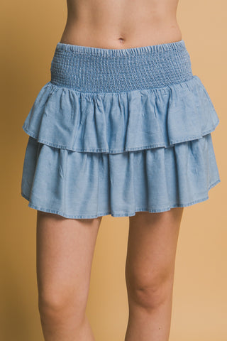 Shirred Waist Mini Skirt