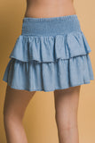 Shirred Waist Mini Skirt