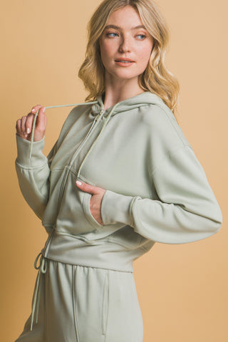 Olive Stone Zip-Up Hoodie