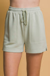 Olive Stone Elastic Waist Shorts