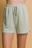 Olive Stone Elastic Waist Shorts