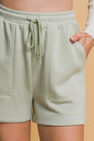 Olive Stone Elastic Waist Shorts