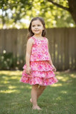 Orange and Fushia Tropical printed top & skort
