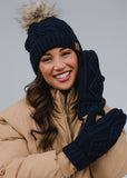 Navy Cable Knit Mittens