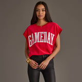 Red & White Game Day Short Sleeve Sweatshirt