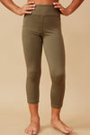 Girls Solid Active Leggings - Olive