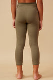 Girls Solid Active Leggings - Olive