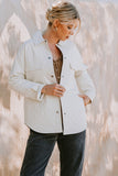 Cream Diamond Quilted Leather Jacket