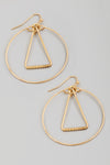 Gold Circular Triangle Earrings