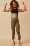 Girls Solid Active Leggings - Olive