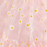 Pink Daisy Mesh Overlay Dress
