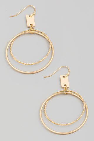 Gold Double Hoops Earrings