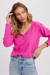 Hot Pink Sweater Henley