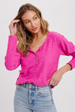 Hot Pink Sweater Henley