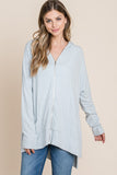 Light Blue Soft Knit Hooded Jacket