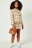 Girls Brushed Plaid Shacket