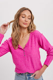 Hot Pink Sweater Henley