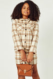 Girls Brushed Plaid Shacket