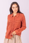 Brick Soft Crinkle Gauze Shirt