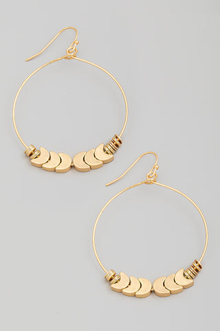 Gold Circular Beaded Earrings