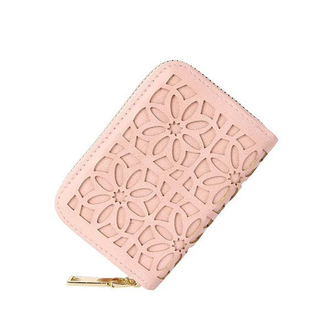 Laser Cut Floral Mini Wallet - Blush