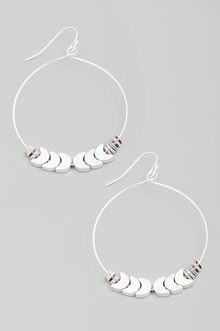 Silver Circular Beaded Earrings