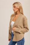 Taupe French Terry Crop Jacket