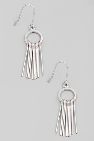 Silver Metallic Fringe Earrings