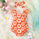 Orange Floral Romper