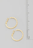 Gold Flat Textured Hoop Earrings