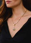 Gold Chain Necklace with Stone Pendant