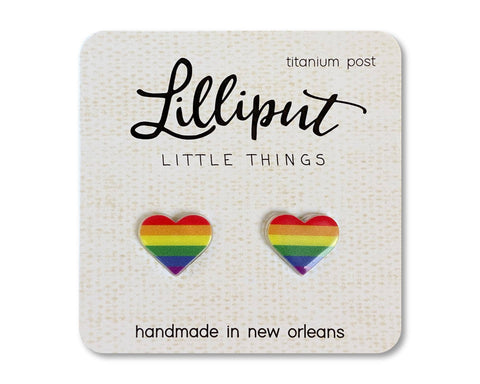 NEW Rainbow Heart Gay Pride Earrings