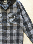 Flannel Shirt w/ Hoodie - Grey
