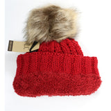 Fuzzy Lined Fur Pom Kids CC Beanie-Red