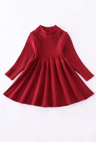 Burgundy Ribbed Sweater Dress