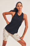 Cool-Touch Perforated Hi-Lo Racer Tank - Blk